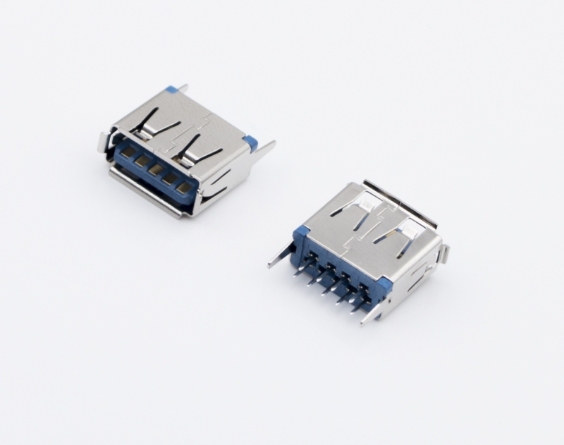 USB3.0 AF 短體 立式SMT 卷邊 藍膠